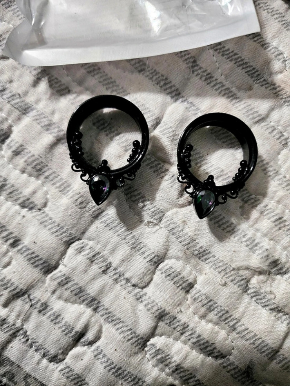 Black Dangle Hoop Gauges NWT